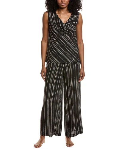 Natori 2pc Tate Silk-blend Pajama Set In Black