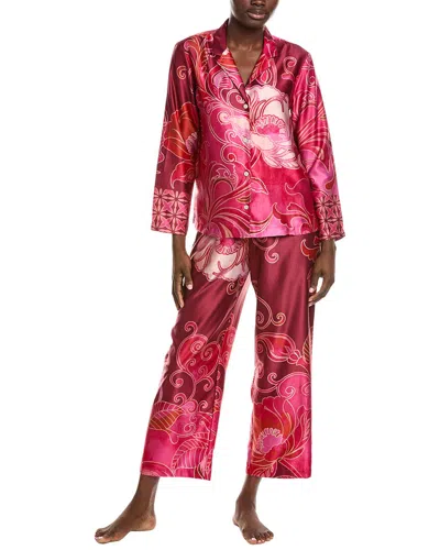 Natori 2pc Top & Pant Pajama Set In Red