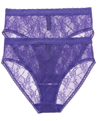 Natori 2pk Bliss Allure Lace Girl Brief In Purple