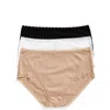 Natori 3-pack Cotton Full Briefs In Black/cafe/white