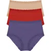 Natori 3-pack Cotton Full Briefs In Nightfall,samba,cafe