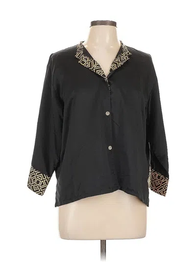 Pre-owned Natori 3/4 Sleeve Blouse In Black