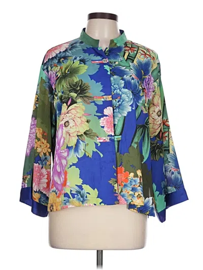 Pre-owned Natori 3/4 Sleeve Blouse In Blue
