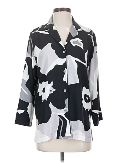 Pre-owned Natori 3/4 Sleeve Blouse In Gray