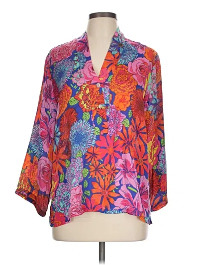 Pre-owned Natori 3/4 Sleeve Blouse In Orange