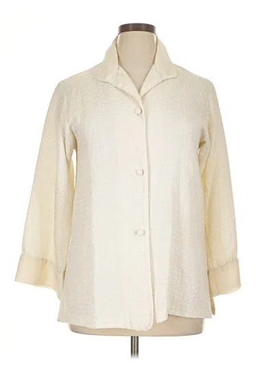 Pre-owned Natori 3/4 Sleeve Button Down Shirt In Ivory