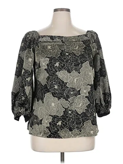 Pre-owned Natori 3/4 Sleeve Silk Top Gold Boatneck Tops