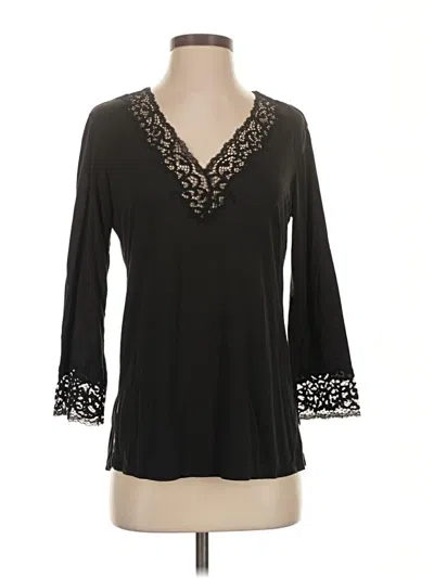 Pre-owned Natori 3/4 Sleeve Top Black V Neck Tops