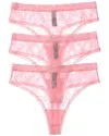 Natori 3pk Bliss Allure One Size Lace Thong In Pink