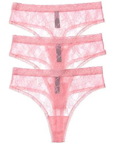 Natori 3pk Bliss Allure One Size Lace Thong In Pink
