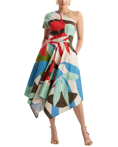Natori Abstract Palm Poplin Dress In Multi