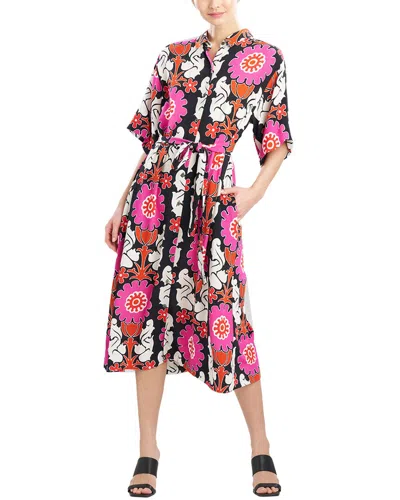 Natori Talitha Crepe A-line Belted Shirtdress In Black