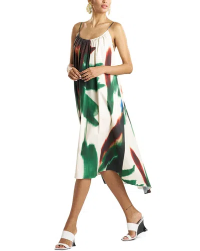 Natori Amalfi Cotton Poplin Open Back Sundress In Green