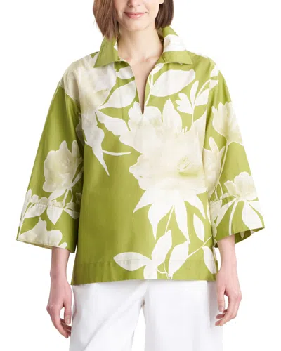 Natori Andora Printed Poplin Kimono Shirt In Animal Print