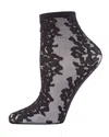 Natori Animal Embroidered Sheer Ankle Socks In Black