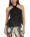 Natori Applique Silk-blend Top In Black