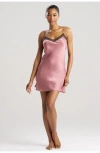 Natori Ashley Icon Chemise W/ Lace In Pink
