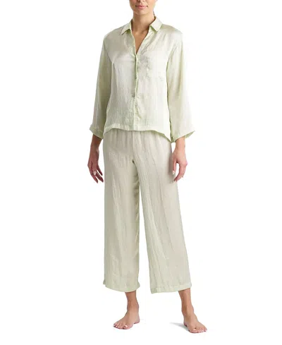 Natori Ashley Icon Notch Top And Pant Pj Set In Green
