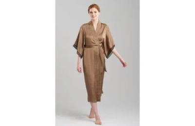 Natori Ashley Icon Robe W/ Lace In Light Brown