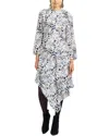 Natori Asymmetrical Drape Vent Sleeve Silk-blend Dress