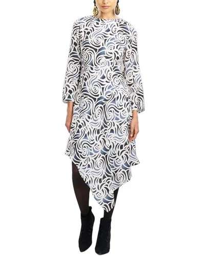 NATORI NATORI ASYMMETRICAL DRAPE VENT SLEEVE SILK-BLEND DRESS