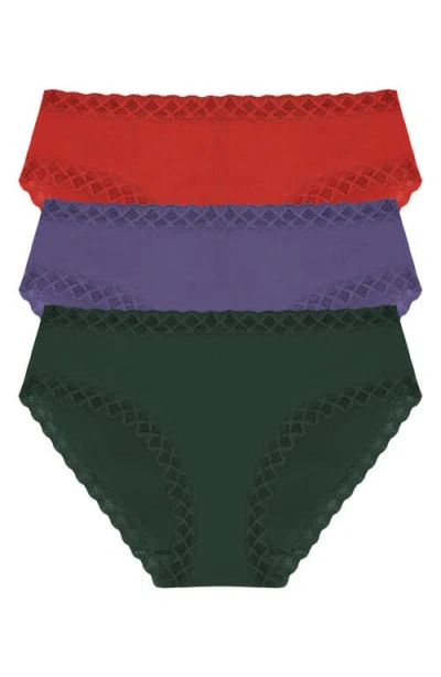 Natori Bliss 3-pack Cotton Blend Briefs In Dark Forest,nightfall,samba