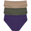 Natori Bliss 3-pack Cotton Blend Briefs In Multi
