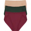 Natori Bliss 3-pack French Cut Briefs In Dk Cherry/dk Forest/cafe