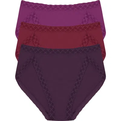 Natori Bliss 3-pack French Cut Briefs In Verbena/dark Cherry/grape