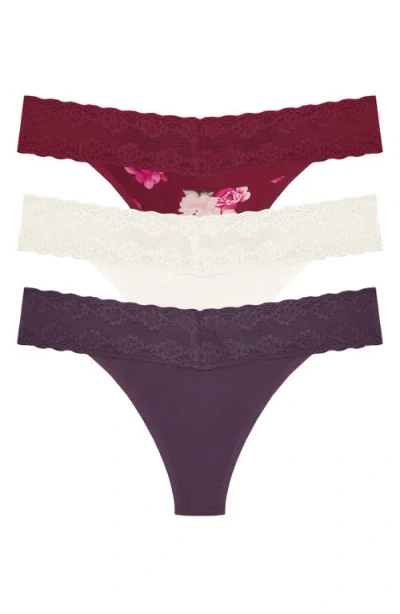 NATORI NATORI BLISS 3-PACK PERFECTION LACE TRIM THONGS