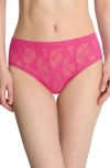 Natori Bliss Allure Lace French Cut Panties In Raspberry Glaze