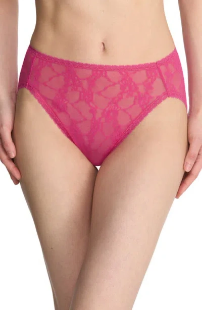 Natori Bliss Allure Lace French Cut Panties In Raspberry Glaze