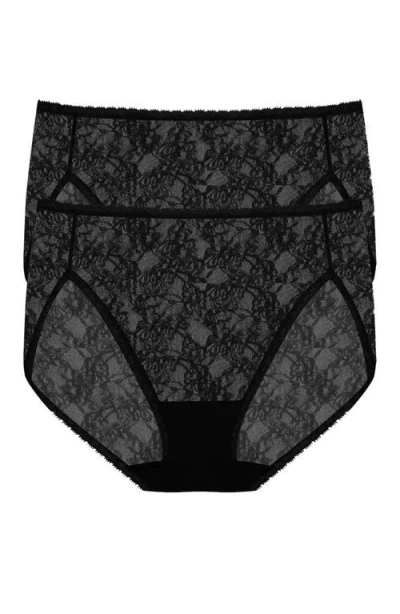 Natori Bliss Allure Lace One Size French Cut Brief 2-pack In Black