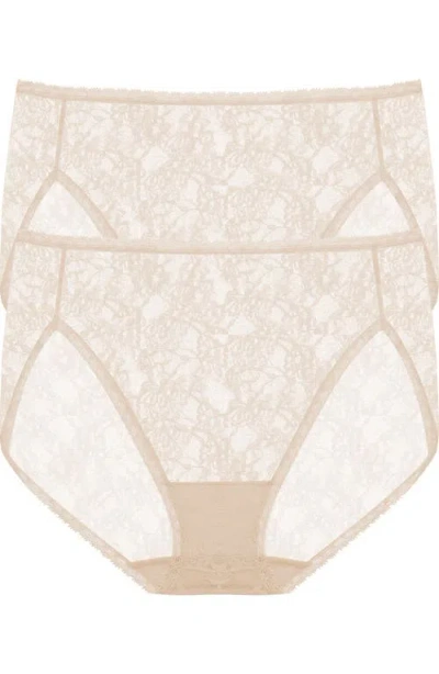 Natori Bliss Allure Lace One Size French Cut Brief 2-pack In Neutral