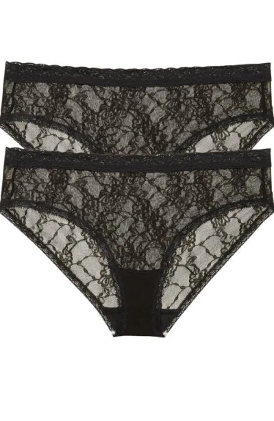 Natori Bliss Allure Lace One Size Girl Brief 2-pack In Black