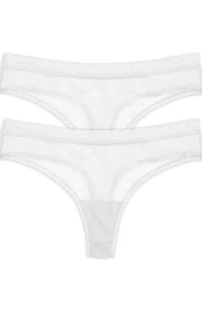 Natori Bliss Allure Lace One Size Thong 2-pack In White