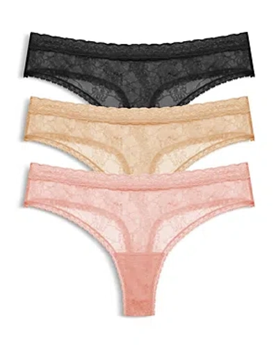 Natori Bliss Allure Lace Thongs, Set Of 3 In Multi