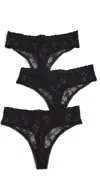 Natori Bliss Allure Thong 3 Pack Black/black/black In Black/black/black