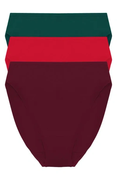 NATORI NATORI BLISS BARE ASSORTED 3-PACK STRETCH COTTON HIGH WAIST BRIEFS