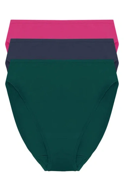 NATORI NATORI BLISS BARE ASSORTED 3-PACK STRETCH COTTON HIGH WAIST BRIEFS
