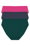 Natori Bliss Bare Assorted 3-pack Stretch Cotton High Waist Briefs In Multi