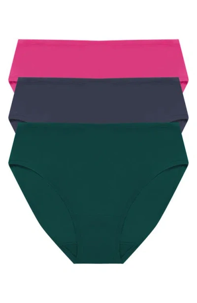 NATORI NATORI BLISS BARE ASSORTED 3-PACK STRETCH COTTON HIGH WAIST BRIEFS