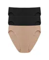 Natori Bliss Bare Cotton Bikini 3-pack In Black