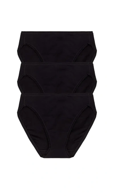 Natori Bliss Bare Cotton Bikini 3-pack In Black