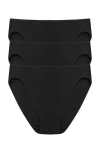 Natori Bliss Bare Cotton Bikini 3-pack In Black