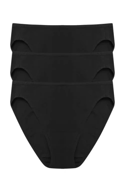 Natori Bliss Bare Cotton Bikini 3-pack In Black