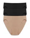 Natori Bliss Bare Cotton Bikini 3-pack In Black