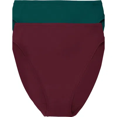 Natori Bliss Bare Cotton High Cut Brief 2-pack In Brown