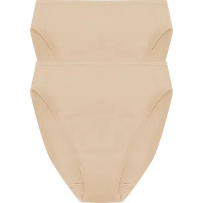Natori Bliss Bare Cotton High Cut Brief 2-pack In Neutral