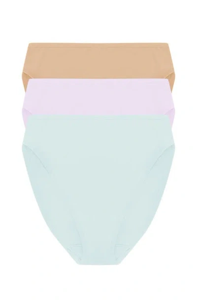 Natori Bliss Bare Cotton High Cut Brief 3-pack In Multi